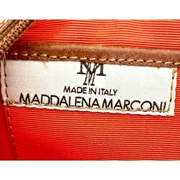 MADDALENA MARCONI ITALY TAN GENUINE LEATHER FRINGE SLIM SHOULDER BAG HANDBAG - Picture 12 of 12